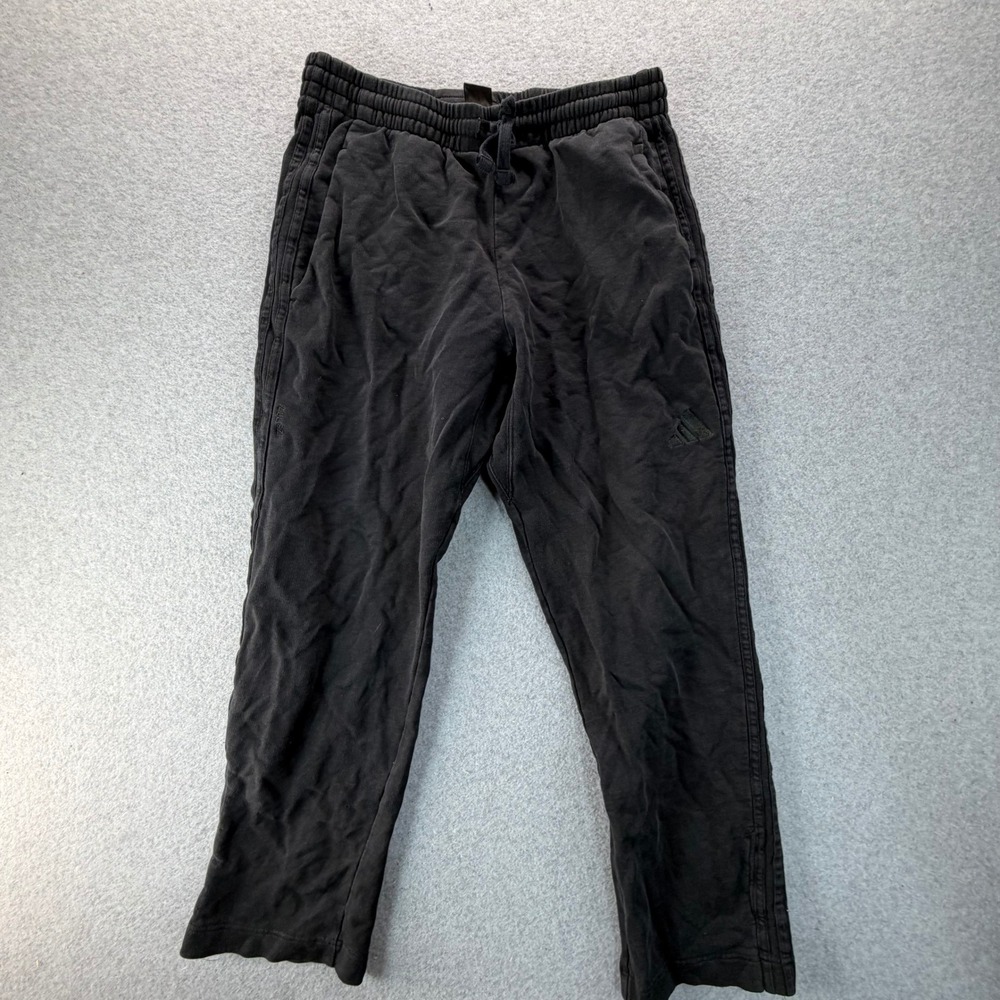 Adidas Mens Medium Black Fleece Jogger Sweatpants Elastic Waist Activewear‎